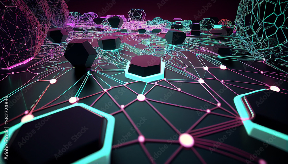 Aufkleber colorful abstract design of cyberspace and network connectivity for background created with generati