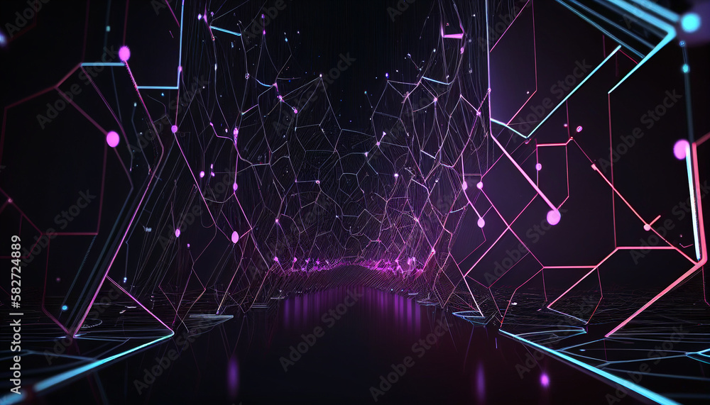 Aufkleber colorful abstract design of cyberspace and network connectivity for background created with generati