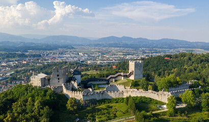 Celje Castle is a castle ruin in Celje, Slovenia, formerly the seat of the Counts of Celje. It stands on three hills to the southeast of Celje, where the river Savinja meanders into the Lasko valley