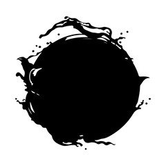Splashes. Blotter spots. Black liquid paint splash or ink splatter. Abstract grunge background. Vector illustration