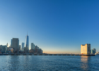 Naklejka premium Cityscape with New York and Hudson River. NYC, USA.