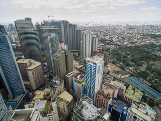 Manila Cityscape, Philippines. Makati City Skyscraper in background. Drone