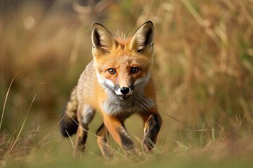 Naklejka na ściany i meble baby red fox in the wild
