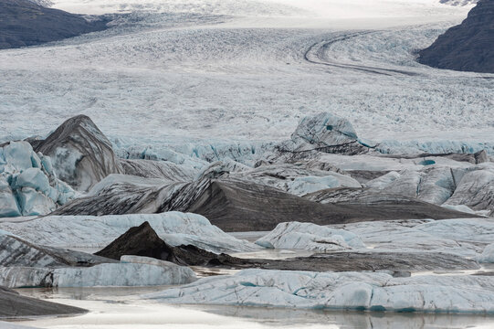 Iceland Ice and Lake. Mountain in Background. Hoffel