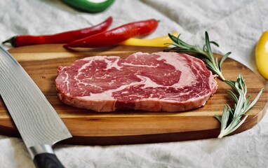 Raw Black angus steak piece