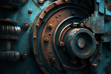 Illustration of abstract industrial background design with old and rusted texture created with Generative AI technology.