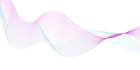 Abstract colorful blue, pink blend wave lines on transparent background. Modern colorful flowing wave lines and glowing moving lines. Futuristic technology and sound wave pattern.
