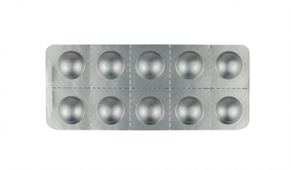 Tablets in a silver blister package isolated from background - obrazy, fototapety, plakaty