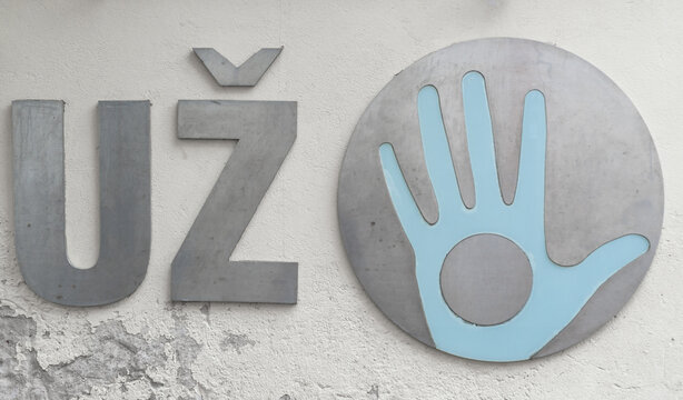 Uzupis District In Vilnius, Lithuania. Logo or Official Sign of District. Uzupis Republic.