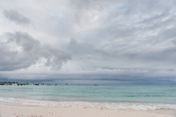Fototapeta na wymiar Miami Beach Landscape with Ocean Water and Boats