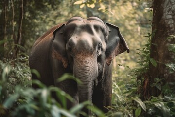 Fototapeta premium The Asian elephant is Asia's largest living land mammal. Generative AI