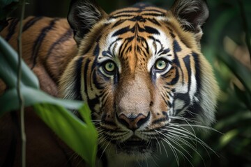 An encounter with a Sumatran Tiger. Generative AI