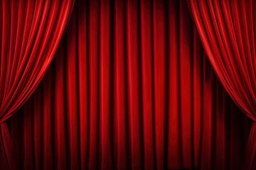 Theater Stage  Red Curtains  and Spotlight Created with Generative AI Technology