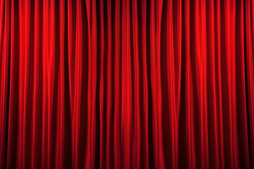 Theater Stage  Red Curtains  and Spotlight Created with Generative AI Technology