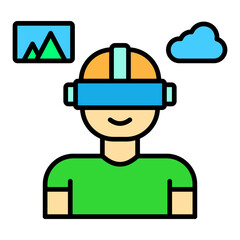 Virtual Reality Filled Line Icon