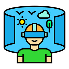 Virtual Tour Filled Line Icon