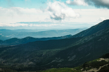 Obraz premium Nature scenery, high Tatras and valleys of Poland, clouds over mountains