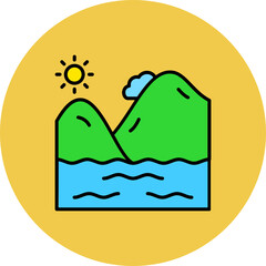 River Multicolor Circle Filled Line Icon