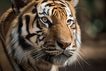 close up of the face of a Bengal tiger. Generative AI