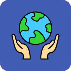 Earth Multicolor Round Corner Filled Line Icon