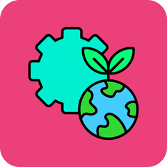 Ecosystem Multicolor Round Corner Filled Line Icon