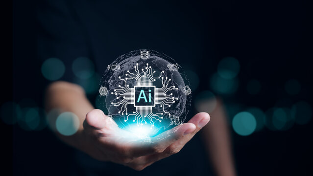 Ai, the concept of artificial intelligence use analytics, automation, and an autonomous brain. big data management, computer connection information intelligence technology, ChatGPT, Automated robotic,