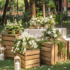 Fototapeta na wymiar Floral Wedding decorations - AI Generative
