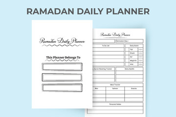 Ramadan daily activity planner and task tracker interior vector. Ramadan meal and daily prayer notebook design. Diary interior design. Ramadan to do list and experience tracker journal.