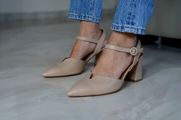 Pair elegant women shoes a fashion footwear concept