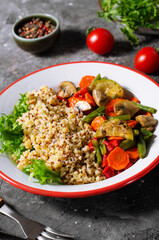 Quinoa and Bulgur with Vegetables, Healthy Meal, Vegetarian Food