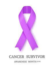 Lilac ribbon of cancer survivor awareness .