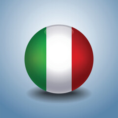 Italy flag. Round glossy. Isolated on color gradient background