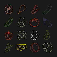 set icons with vegetables