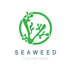 Seaweed vector logo icon illustration design.includes seafood,natural products,florist,ecology,wellness,spa.