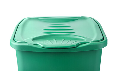 Recycle bin on white background, closeup