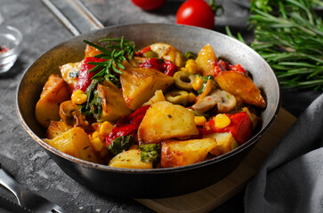 Potato Vegetable Stew, Cooked Vegetables, Healthy Vegetarian Meal