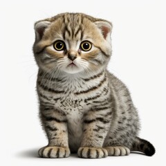 Obraz premium Adorable Baby Scottish Fold on White Background