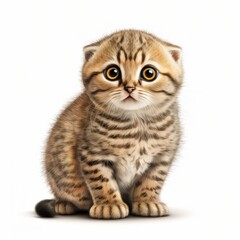Obraz premium Adorable Baby Scottish Fold on White Background