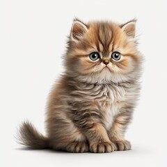 Obraz premium Adorable Baby Persian Cat on White Background