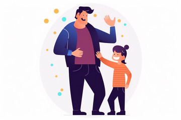 Father and child characters gives high five. fathers day family concept. generative ai