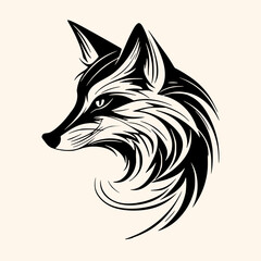 Fox vector for logo or icon, drawing Elegant minimalist style,abstract style Illustration