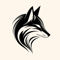 Fox vector for logo or icon, drawing Elegant minimalist style,abstract style Illustration