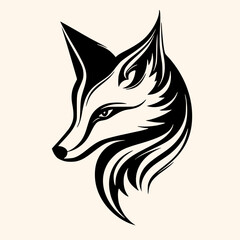 Fox vector for logo or icon, drawing Elegant minimalist style,abstract style Illustration
