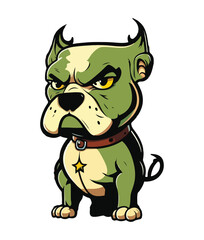 Green pit bull cartoon character with a star on his collar