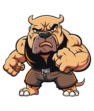 A cartoon bulldog with the word fer on the front