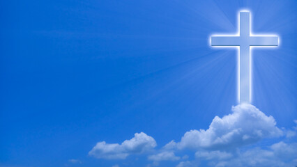 cross on the blue sky with white cloud