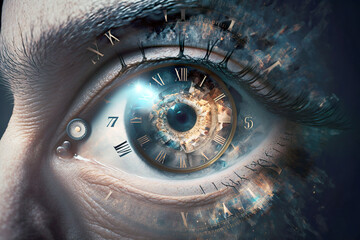 Time passes in the blink of an eye. AI generated illustration.