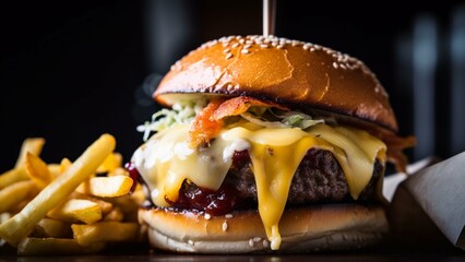 Burger and Fries | Generative AI Image