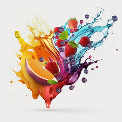Naklejka premium Splash juice multivitamins. Created with Generative AI technology.