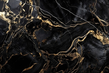 Obraz na płótnie Canvas Black and gold marble surface wallpaper background. Created with Generative AI. 